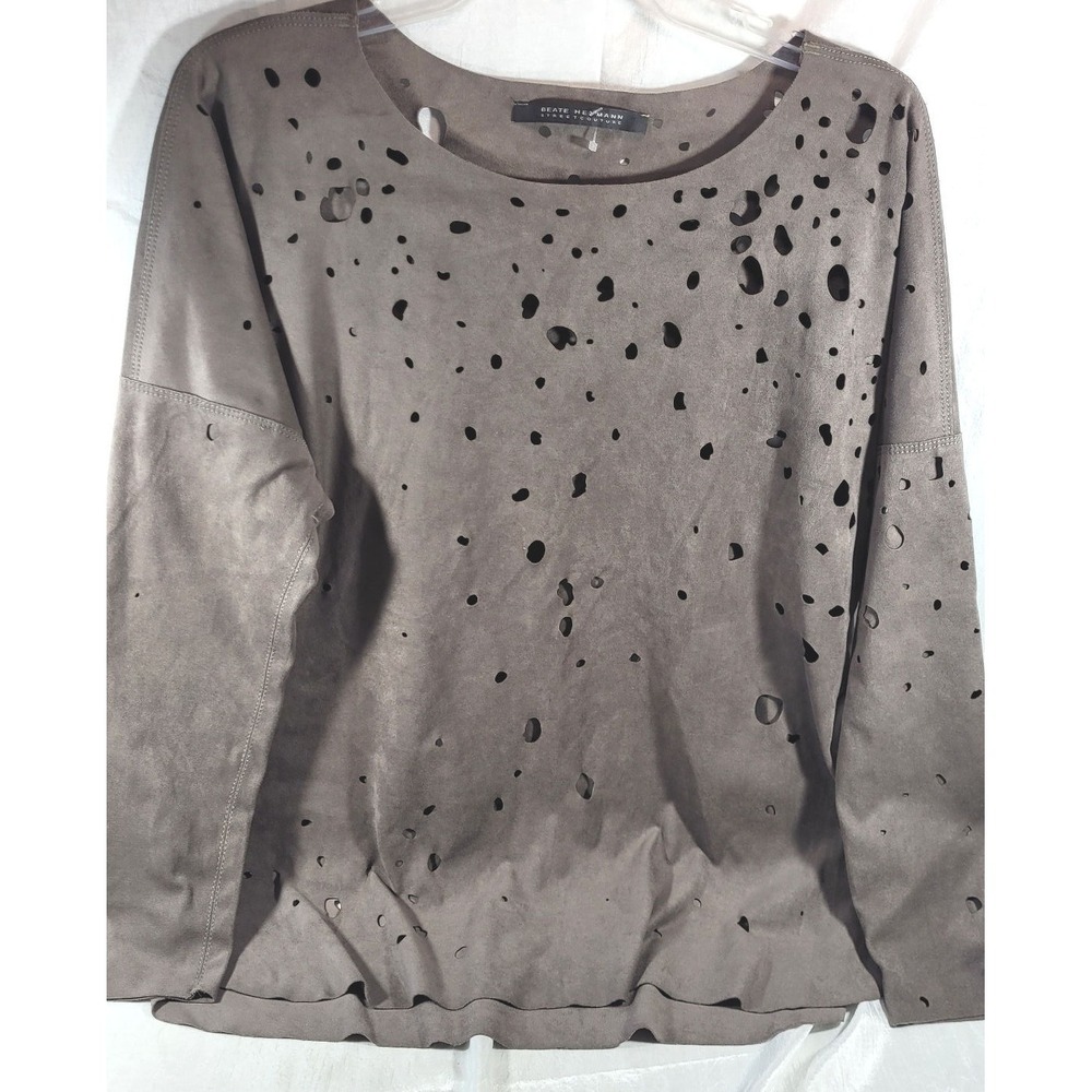 Beate Heymann Street Couture Women's Laser Cut Holes Faux Suede Top - Sz 10